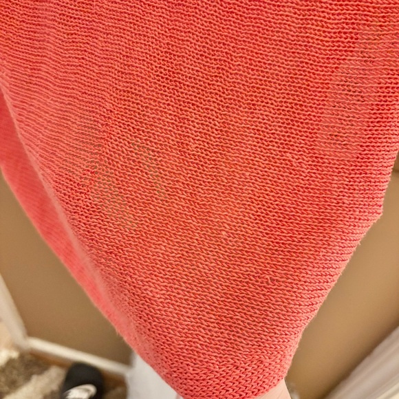 Chico’s Linen Open Knit Short Dolman Sleeve Sweater orange size 2 - Picture 6 of 7